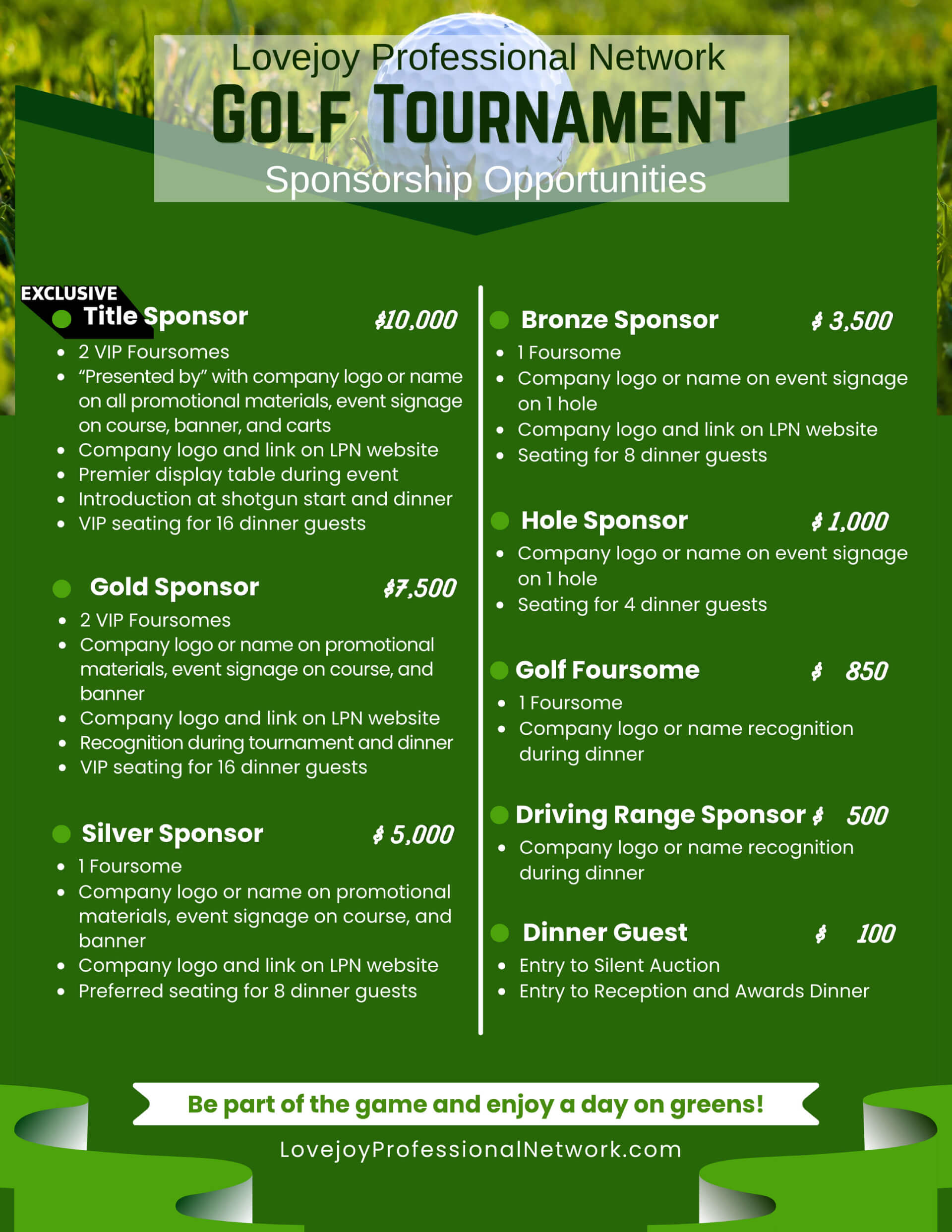 Image of the flyer for this golf tournament